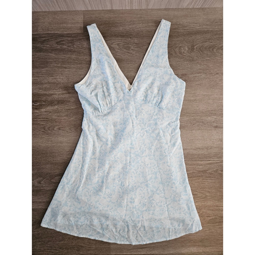 Rhythm Womens Blue White Paisley V-Neck Rayon Mini Sun Dress Size L